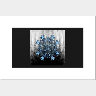 Mandala Blue, Black, White & Grey: Inspirational Mandalas Posters and Art